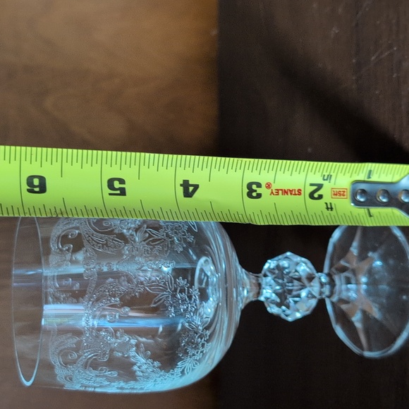 Vintage Bohemia Etched Crystal Wine Glasses Made in Czechoslovakia Set of 4 - Picture 10 of 11